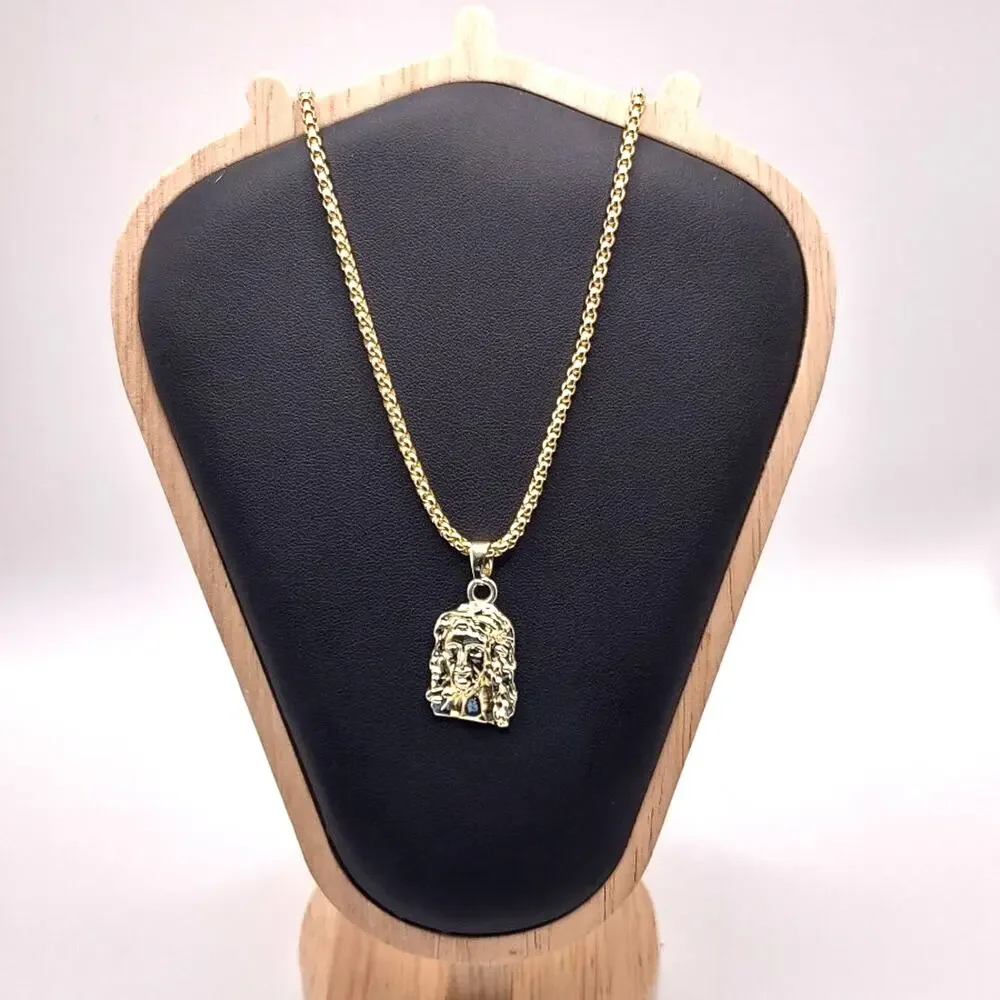 Stainless Jesus Necklace Gold Jesus Crown Thorns Head Valentines Birthday New!